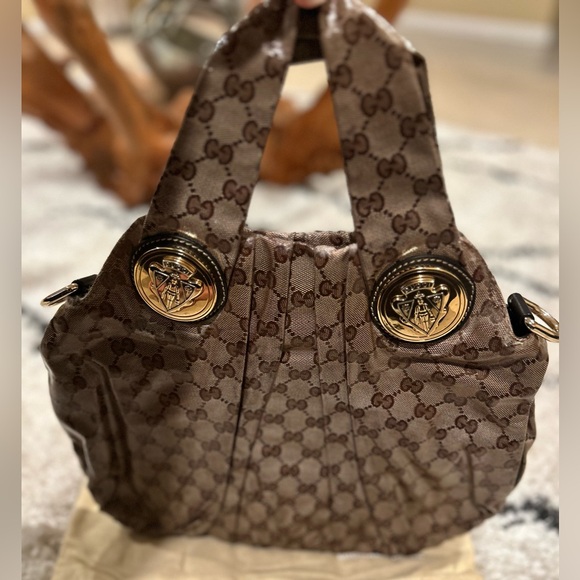 VINTAGE GUCCI GG crystal canvas small Hysteria hobo - Picture 1 of 14